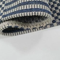 Xrugs Cotton Rug Braided Navy Blue Grey Cream Striped Washable Flat Weave Mat Small Extra Large Long Runner Cotton Rugs