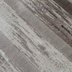 Xrugs Modern Brown Cream Striped Rug Woven Short Pile Carpet Mat For Living Room Or Bedroom