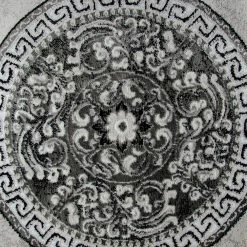 Xrugs Modern Oriental Flaral Pattern Rug Grey Black Shimmer Ornaments Woven Low Pile For Living Room Or Bedroom