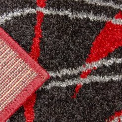 Xrugs Modern Large Red Rug Black Floral Pattern Soft Woven Low Pile Floor Carpet Living Room Or Bedroom