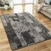Xrugs XRUG Modern Grey Rug Vintage Patchwork Design Woven Jacquard Weave Carpet Mat For Living Room & Bedroom Floor