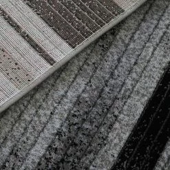 Xrugs XRUG Modern Grey And Black Striped Rug Woven Short Pile Carpet Mat For Living Room Or Bedroom