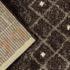 Xrugs Modern Dark Grey Brown Rug Geometric Pattern Short Pile Carpet Living Room & Bedroom Mat