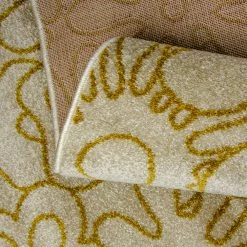 Xrugs Contemporary Rug For Living Room Or Bedroom With Exclusive Floral Pattern In Ivory And Ochre Сolours Soft Polypropylen Short Pile Woven Carpet Mat