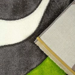 Xrugs Abstract Rug Grey Green White Wave Design Contour Cut Woven Low Pile Carpet Mat For Living Room & Bedroom Modern