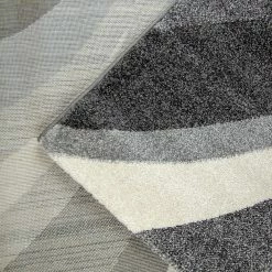 Xrugs Modern Rug Silver Grey Ivory Abstract Design Woven Short Pile Carpet Mat For Living Room & Bedroom