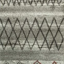 Xrugs Modern Ivory Grey Rug Geometric Pattern Woven Low Pile Carpet Mat For Living Room & Bedroom