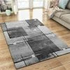 Xrugs Abstract Rug Geometric Silver Grey Contour Cut Pattern Woven Short Pile Carpet Mat For Living Room & Bedroom