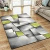 Xrugs XRUG Modern Grey Green Rug Geometric Pattern Woven Low Pile Carpet Mat For Living Room Or Bedroom