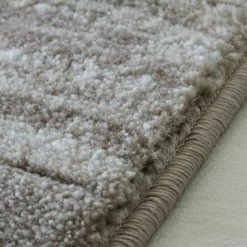Xrugs Modern Brown Cream Striped Rug Woven Short Pile Carpet Mat For Living Room Or Bedroom