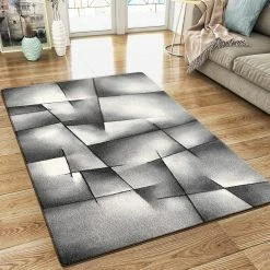 Xrugs XRUG Modern Grey Rug Geometric Pattern Woven Short Pile Carpet Mat For Living Room Or Bedroom