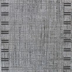 Xrugs Kitchen Rug Grey Black Border Pattern Hard Wearing Flat Weave Carpet Indoor Floor Mat