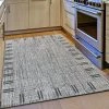 Xrugs Kitchen Rug Grey Black Border Pattern Hard Wearing Flat Weave Carpet Indoor Floor Mat