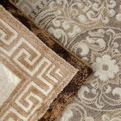 Xrugs Modern Oriental Pattern Rug Brown Beige Cream Shimmer Ornaments Woven Short Pile For Living Room Or Bedroom