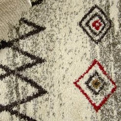 Xrugs Modern Ivory Grey Rug Geometric Pattern Woven Low Pile Carpet Mat For Living Room & Bedroom