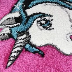 Xrugs Kids Pink Rug Unicorn Girls Nursery Carpet Childrens Mat Woven Play Room Mat For Baby Girls Bedroom