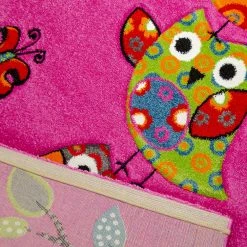 Xrugs Kids Children Nursery Pink Rug Owl Pattern Woven Low Pile Carpet Mat For Baby Play Room & Bedroom 7 Xrugs Kids Children Nursery Pink Rug Owl Pattern Woven Low Pile Carpet Mat For Baby Play Room & Bedroom
