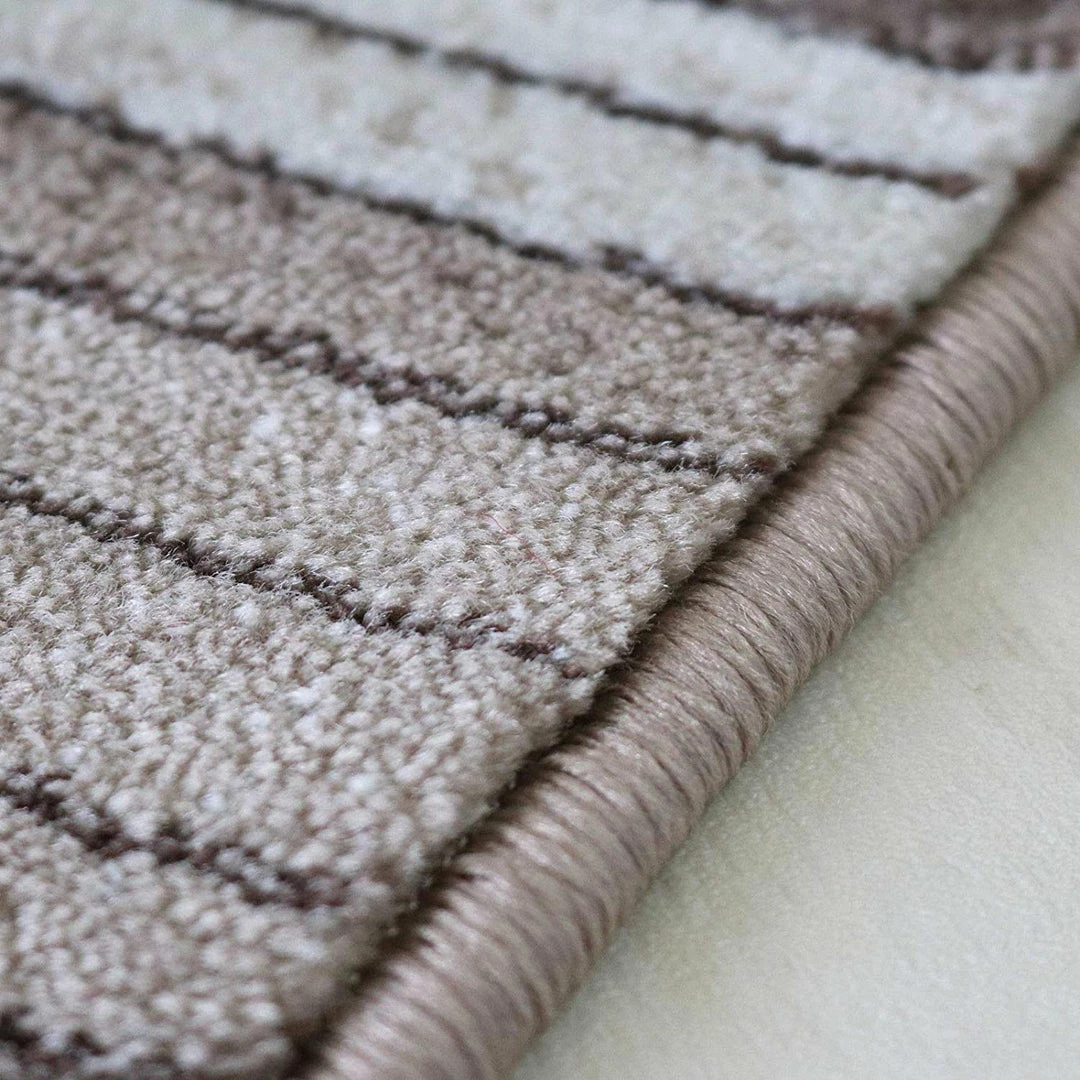Xrugs Modern Striped Brown Cream Rug Woven Short Pile Carpet Mat For Living Room Or Bedroom 4 Xrugs Modern Striped Brown Cream Rug Woven Short Pile Carpet Mat For Living Room Or Bedroom