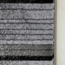 Xrugs XRUG Modern Grey And Black Striped Rug Woven Short Pile Carpet Mat For Living Room Or Bedroom