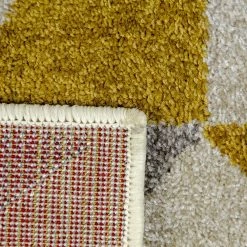 Xrugs Modern Mustard Yellow Grey Rugs Geometric Pattern Woven Low Pile Carpet Living Room & Bedroom Floor Mats