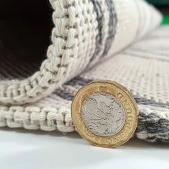 Xrugs Cream Diamond Rug Woven Grey Patterned Carpet 100% Cotton Washable Rug Runner Cotton Rugs