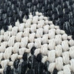 Xrugs Modern Black Rug 100% Cotton Washable Large Small Living Room Carpet White Cream Geometric Pattern Flat Woven Mat