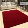 Xrugs Modern Red Shaggy Rug 50mm Long Pile Extra Large Small Deep Pile Rugs For Living Room Bedroom Circle Round Rugs