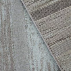Xrugs Modern Brown Cream Striped Rug Woven Short Pile Carpet Mat For Living Room Or Bedroom