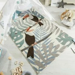 Xrug Kids Bedroom Rug Jungle Birds Baby Nursery Carpet Childrens Animal Playroom Mat
