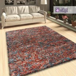 Xrugs Organge Blue Beige Shaggy Rug Modern Fluffy Carpet Thick Pile Living Room Bedroom Carpet Extra Large Small Long Pile Area Rugs Runners