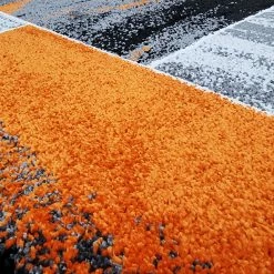 Xrugs Modern Rug Orange Grey Black Abstract Geometric Pattern Large Small Carpet For Living Room Bedroom