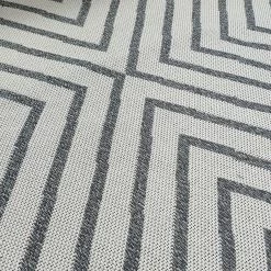 Xrugs Сream Geometric Rug 100% Cotton Large Small Woven Carpet Grey Pattern Area Mat