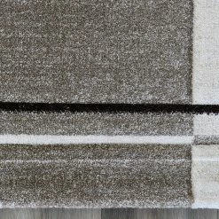 Xrugs Modern Rug Red Grey Black Checkered Contour Cut Pattern Woven Low Pile Carpet Mat For Living Room & Bedroom