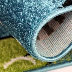 Xrugs Kids Jungle Rug Nursery Rug Blue Animal Turquoise Children Play Room Carpet Mat