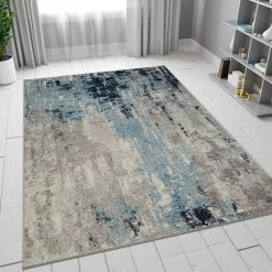 Xrugs Distressed Rug Blue Grey Abstract Carpet Large Small For Living Room Bedroom Mat