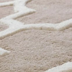 Xrug Hand Tufted Rug Beige Moroccan Trellis Wool & Viscose Thick And Heavy Natural Carpet For Living Room Bedroom