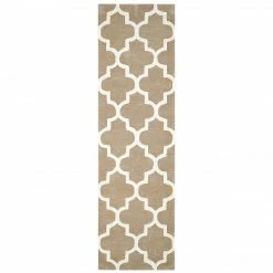 Xrug Hand Tufted Rug Beige Moroccan Trellis Wool & Viscose Thick And Heavy Natural Carpet For Living Room Bedroom