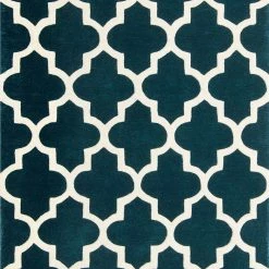 Xrug Hand Tufted Rug Emerald Green Moroccan Trellis Wool & Viscose Thick And Heavy Natural Carpet For Living Room Bedroom
