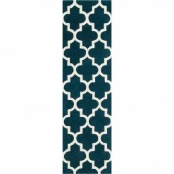 Xrug Hand Tufted Rug Emerald Green Moroccan Trellis Wool & Viscose Thick And Heavy Natural Carpet For Living Room Bedroom