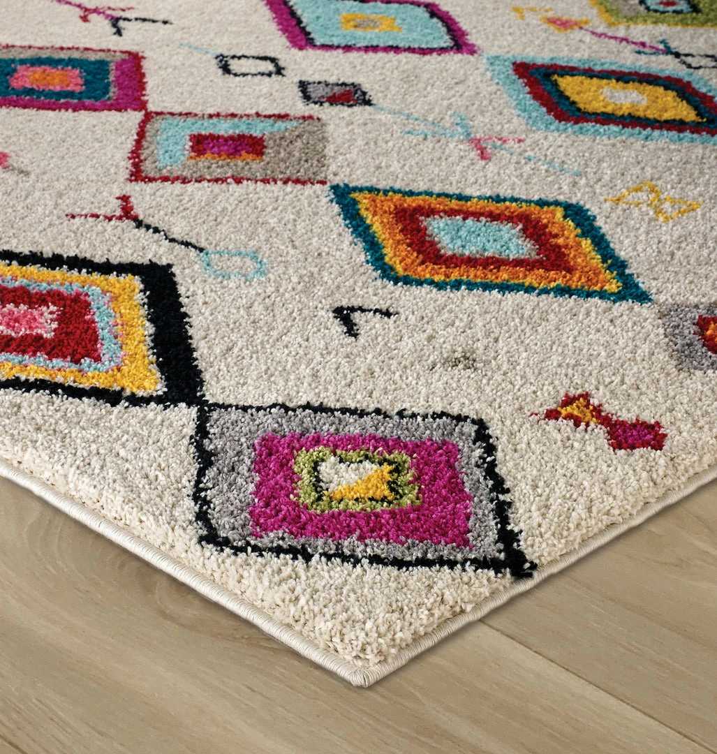 Xrug Cream Rug Boho Shaggy Fluffy Berber Style Multicoloured Pattern Living Room Bedroom Carpet Mat Modern 2 Xrug Cream Rug Boho Shaggy Fluffy Berber Style Multicoloured Pattern Living Room Bedroom Carpet Mat Modern
