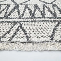 Xrugs Cotton Runner Rug 300cm Cream Grey With Tassels Aztec Machine Washable Natural Runner For Bedroom Hallway Cotton Rugs