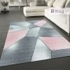 Xrugs Blush Pink Grey Rug Pastel Geometric Carpet Large Small Living Room Bedroom Area Mat