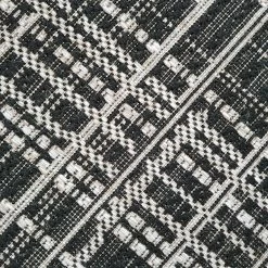 Xrugs Black Rug Jute Look Flat Weave Carpet Grey Geometric Pattern Small Large Runner