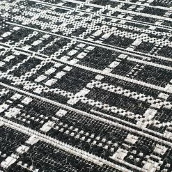 Xrugs Black Rug Jute Look Flat Weave Carpet Grey Geometric Pattern Small Large Runner