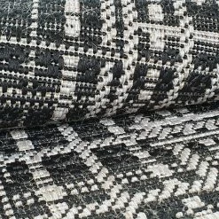 Xrugs Black Rug Jute Look Flat Weave Carpet Grey Geometric Pattern Small Large Runner