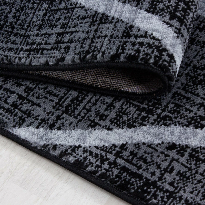 Xrugs Black And Grey Rug Modern Bordered Short Pile Mat Small Large Bedroom Runner Mat