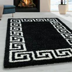 Xrug Black And White Shaggy Rug Soft Thick Fluffy Carpet Large Small Bedroom Living Room Mat