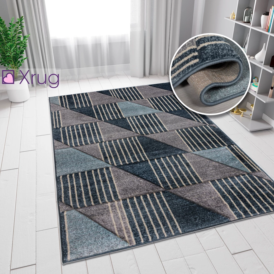Xrugs Blue Grey Rug Geometric Contour Cut Pattern Small Large Rug Carpet Room Area Mat Modern 1 Xrugs Blue Grey Rug Geometric Contour Cut Pattern Small Large Rug Carpet Room Area Mat Modern