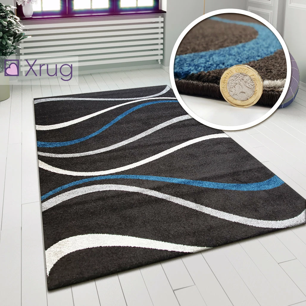 Xrugs Brown Patterned Rug Chocolate Brown And Blue Carpet Modern Living Room Woven Mat 120x170 Cm New 1 Xrugs Brown Patterned Rug Chocolate Brown And Blue Carpet Modern Living Room Woven Mat 120x170 Cm New