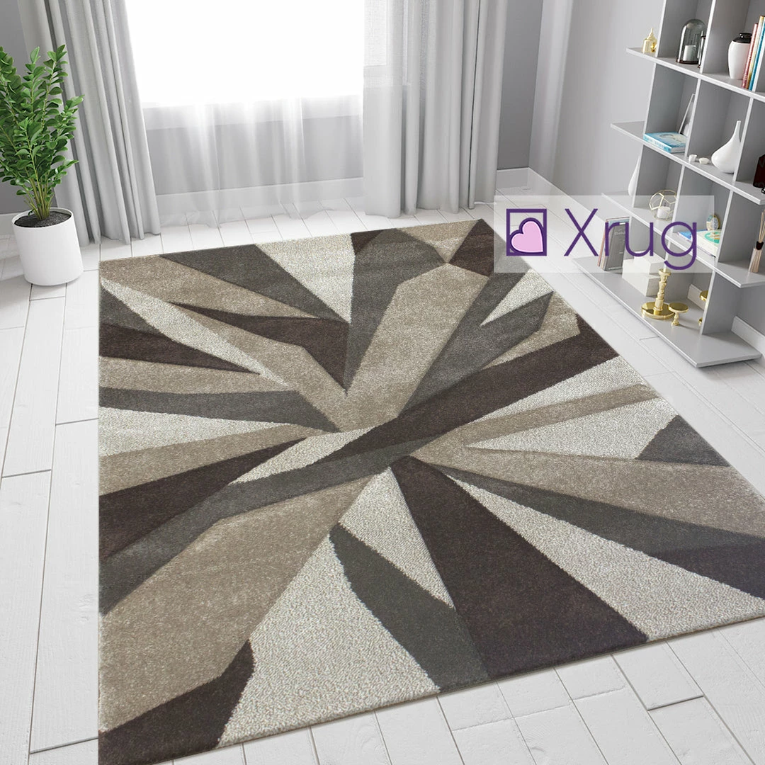 Xrug Brown And Beige Rug Abstract Contour Cut Pattern Mat Small Large Bedroom Carpet